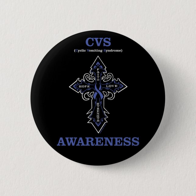 Cross/Awareness...CVS 6 Cm Round Badge (Front)