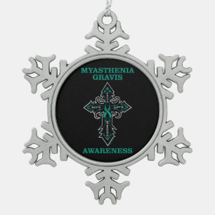 Cross/Awareness...Myasthenia Gravis Snowflake Pewter Christmas Ornament