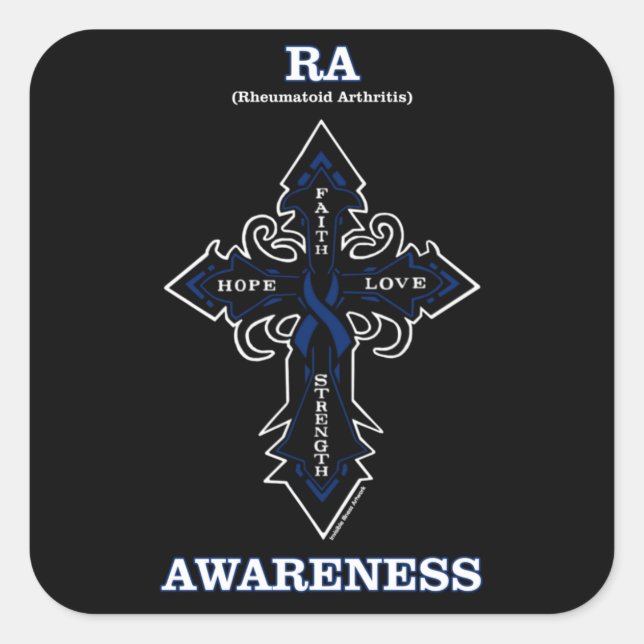 Cross/Awareness...Rheumatoid Arthritis Square Sticker (Front)
