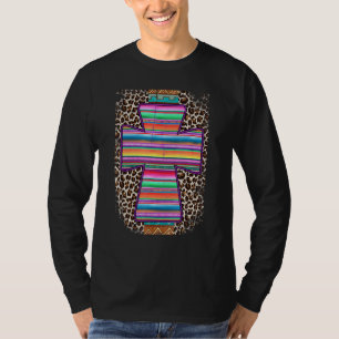 Cross Aztec Geometric Mexican Serape Fiesta Leopar T-Shirt