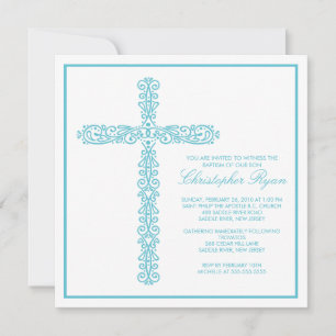 Cross Baptism Christening Boy Baptism Inviation Invitation