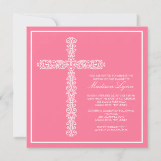 Cross Baptism Christening Girl Baptism Inviation Invitation