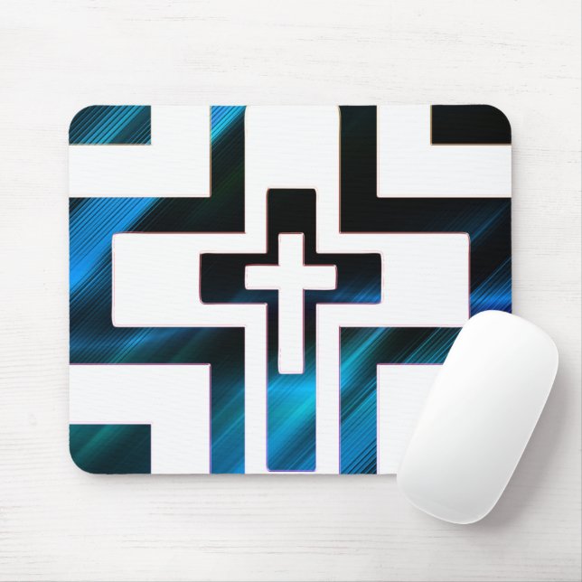 Cross black dark blue mouse mat (With Mouse)