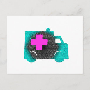 cross blue ambulance nurse emt doctor medical postcard