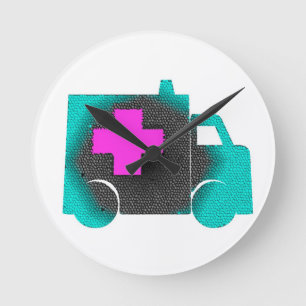 cross blue ambulance nurse emt doctor medical round clock