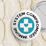 Cross Blue Heart Compromised Immune System 7.5 Cm Round Badge<br><div class="desc">Compromised immune system button in white with a blue circle in the middle with a white cross and a blue heart.</div>
