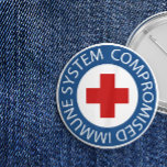 Cross Blue Red Compromised Immune System 7.5 Cm Round Badge<br><div class="desc">Professional looking compromised immune system button with white text against a blue border surrounding a red cross.</div>