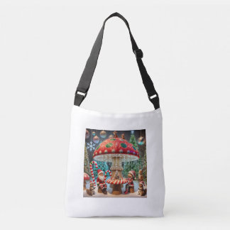 Cross Body Bag: Christmas Mushroom Design Crossbody Bag