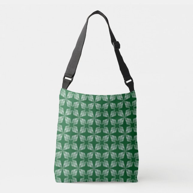 Cross Body Bag - Diamond Petals on Green (Front)