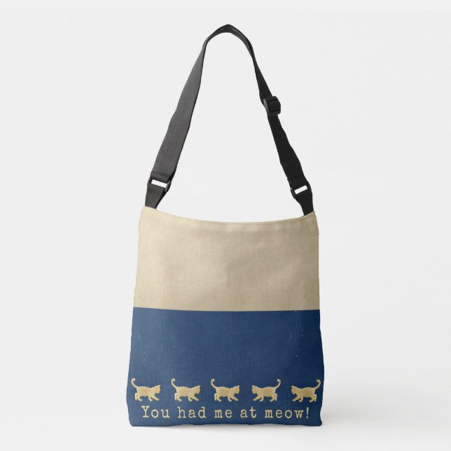 Cross Body Bag Gold Cats You had me at Meow (Front)