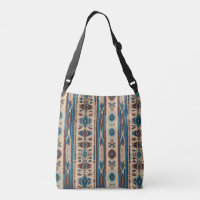 Cross Body Bag in Blue Native American Patterns
