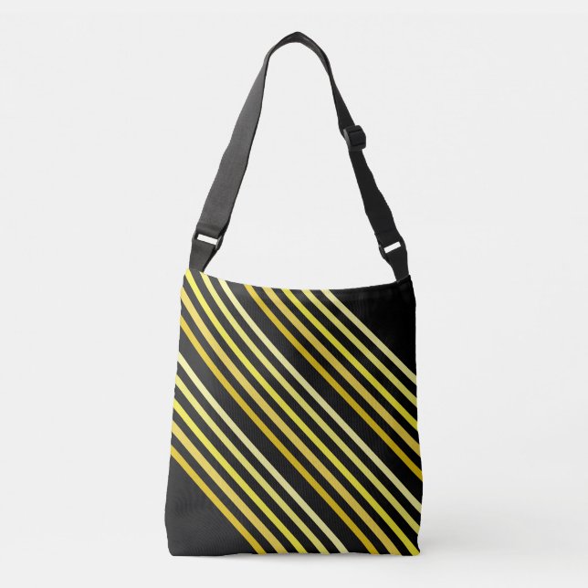 Cross Body Bag - Shades of Yellow Diagonal Stripes (Front)