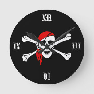 Cross Bones Pirate Wall Clock
