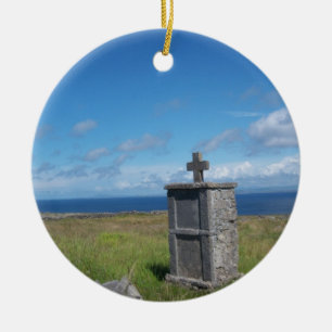 Cross by the sea ceramic tree decoration