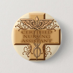 Cross Caduceus CNA Nurse 6 Cm Round Badge