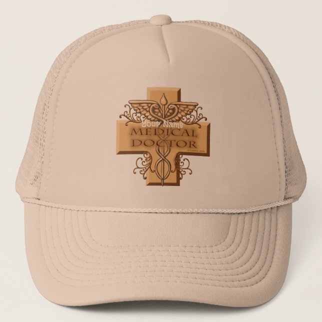 Cross caduceus doctor  trucker hat (Front)