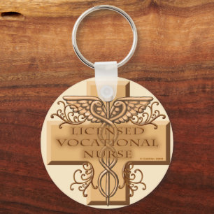 Cross Caduceus LVN Nurse Key Ring
