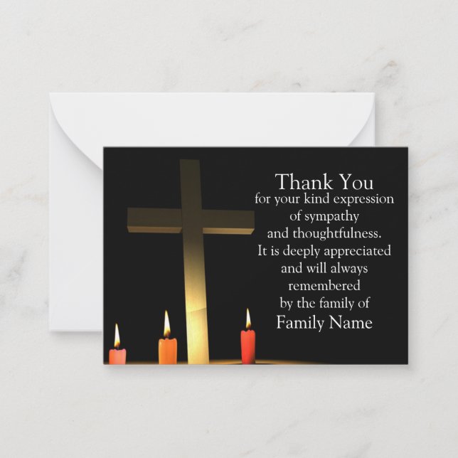 Cross Candle After Funeral Thank You Cards (Front)
