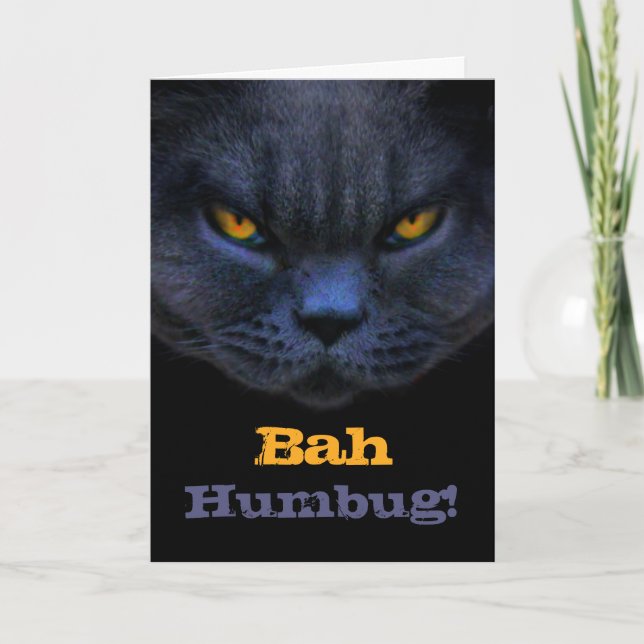 Cross Cat says Bah Humbug! Holiday Card (Front)