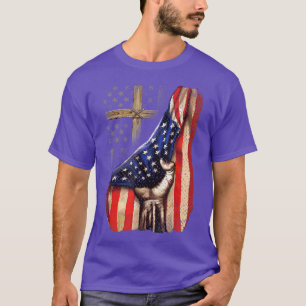 Cross Christ American Flag Pride Hand Christian Lo T-Shirt