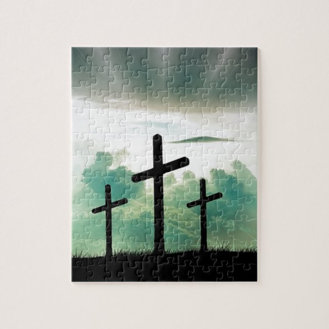 Cross Christ Faith God Jesus Clouds Sun Light Jigsaw Puzzle (Vertical)