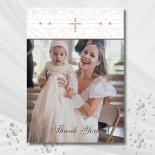 Cross Christian Baptism Photo Thank You Card