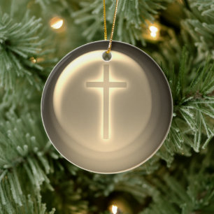 Cross   Christian Ceramic Tree Decoration