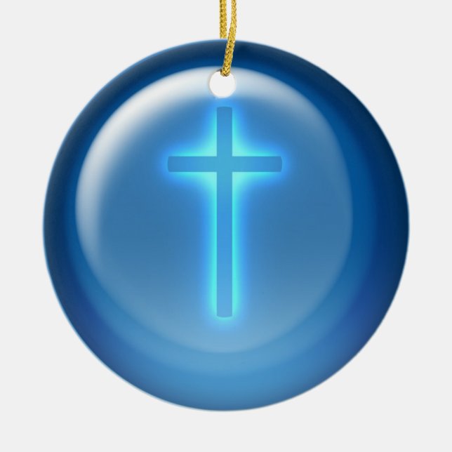 Cross - Christian Ceramic Tree Decoration (Front)