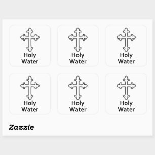 Cross Christianity Holy Water Square Sticker