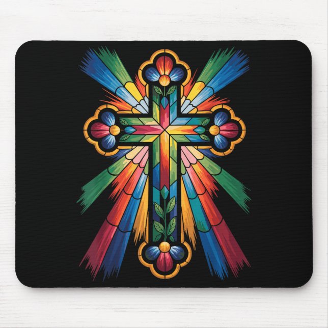 Cross Colorful Christian Religous  Mouse Mat (Front)