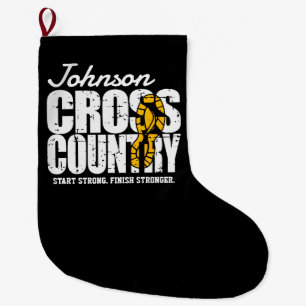 Cross Country ADD TEXT Runner Running Team Player Large Christmas Stocking