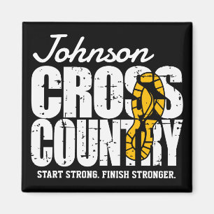Cross Country ADD TEXT Runner Running Team Player Magnet