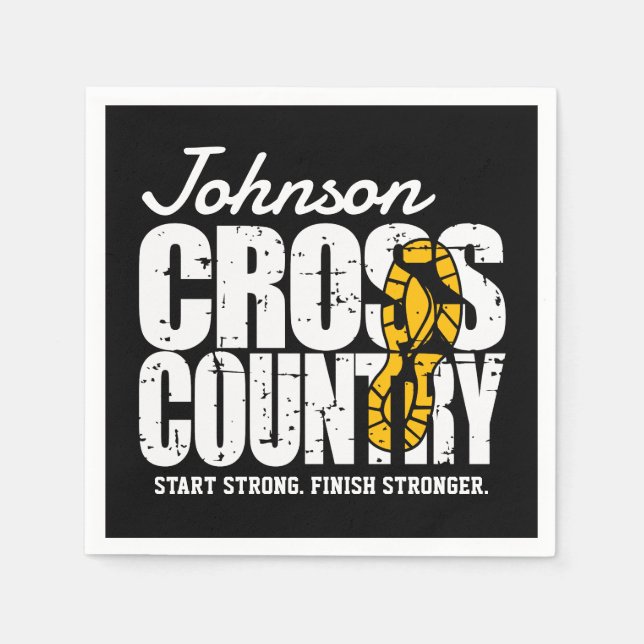 Cross Country ADD TEXT Runner Running Team Player Napkin (Front)