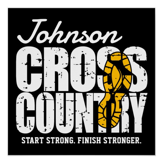 Cross Country ADD TEXT Runner Running Team Player Poster (Front)