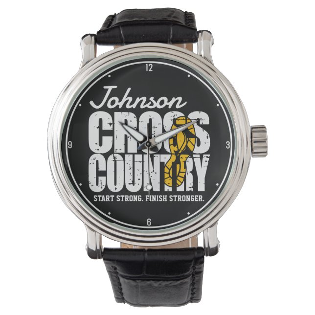 Cross Country ADD TEXT Runner Running Team Player Watch (Front)