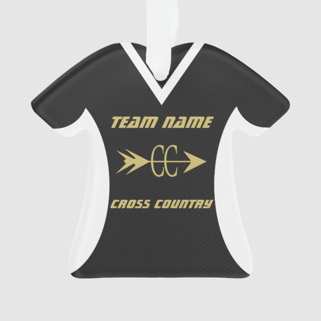Cross Country Black Gold Sports Jersey Ornament (Front)
