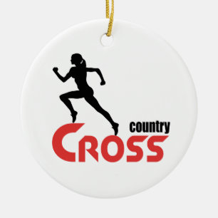 Cross country ceramic tree decoration