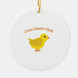 Cross country Chick Ceramic Tree Decoration