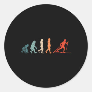 Cross Country Evolution Xc Skiing Outfit Funny Ski Classic Round Sticker