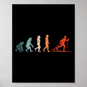 Cross Country Evolution Xc Skiing Outfit Funny Ski Poster