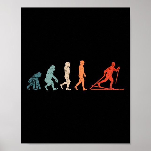 Cross Country Evolution Xc Skiing Outfit Funny Ski Poster (Front)