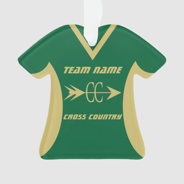 Cross Country Gold Sports Jersey Ornament (Front)