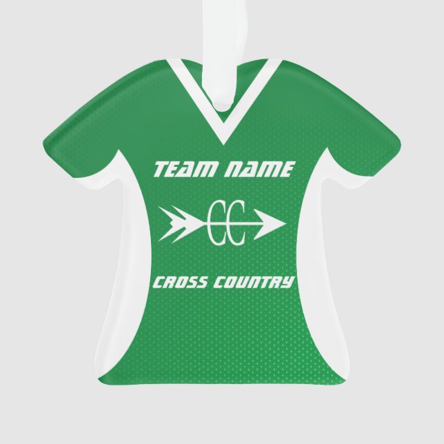 Cross Country Green Sports Jersey Ornament (Front)