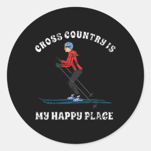 Cross Country Is My Happy Place Ski Lovers T Shirt Classic Round Sticker
