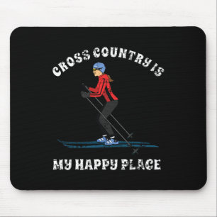 Cross Country Is My Happy Place Ski Lovers T Shirt Mouse Mat