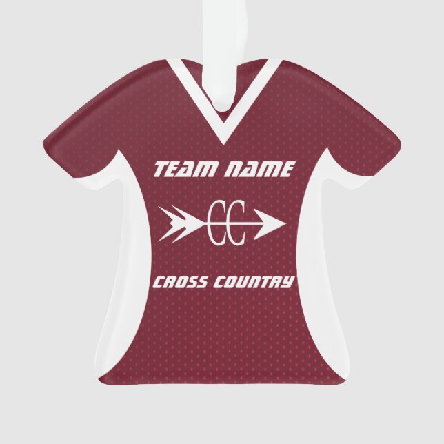 Cross Country Maroon Sports Jersey Ornament (Front)