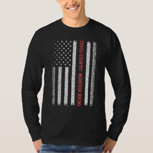 Cross-Country Mountain Biking American Flag 4th Of T-Shirt