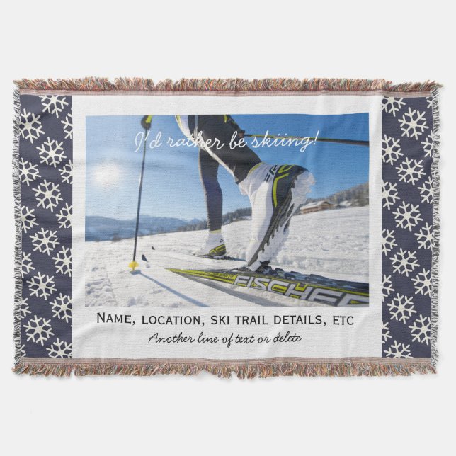 Cross Country Nordic Skiing Custom Ski Photo Throw Blanket (Front)