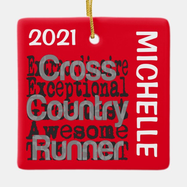 Cross Country Runner Extraordinaire CUSTOM Ceramic Ornament (Front)