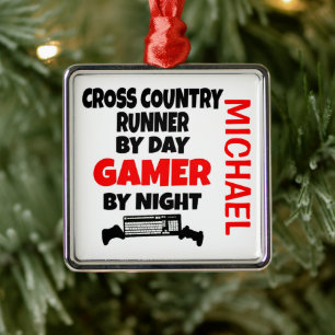 Cross Country Runner Loves Playing Video Games Metal Tree Decoration